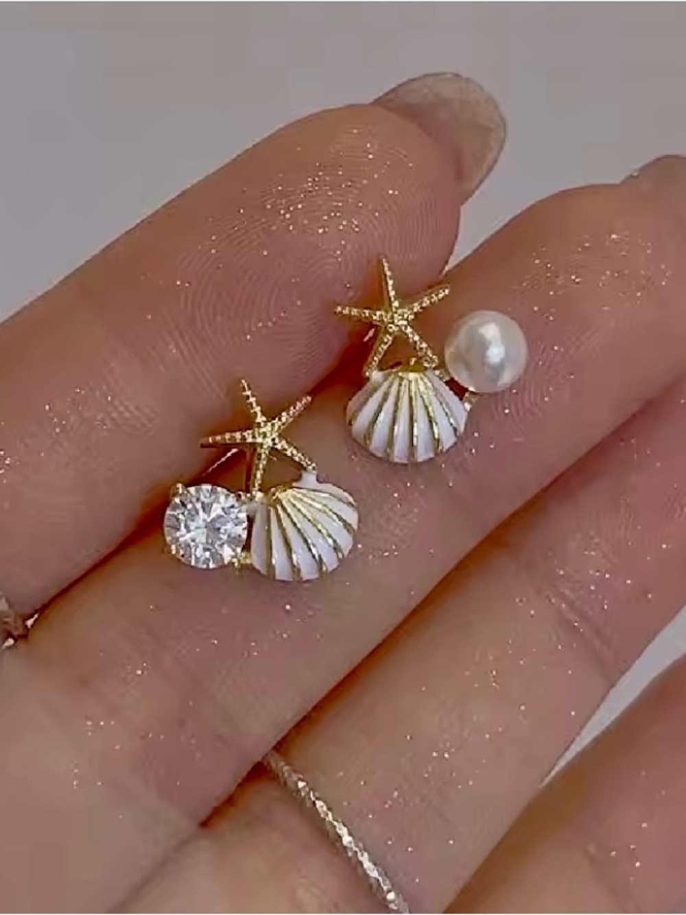 New! Asymmetric Ocean Style Ear Stud Earrings For Women